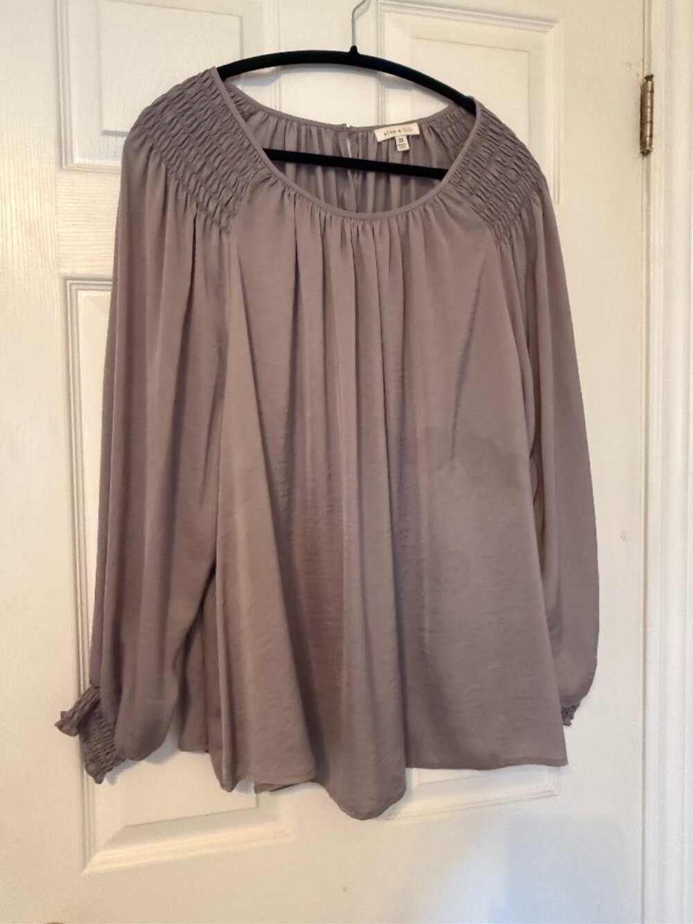 Alex & Lili Plus Size 3X Grey Smocked Blouse